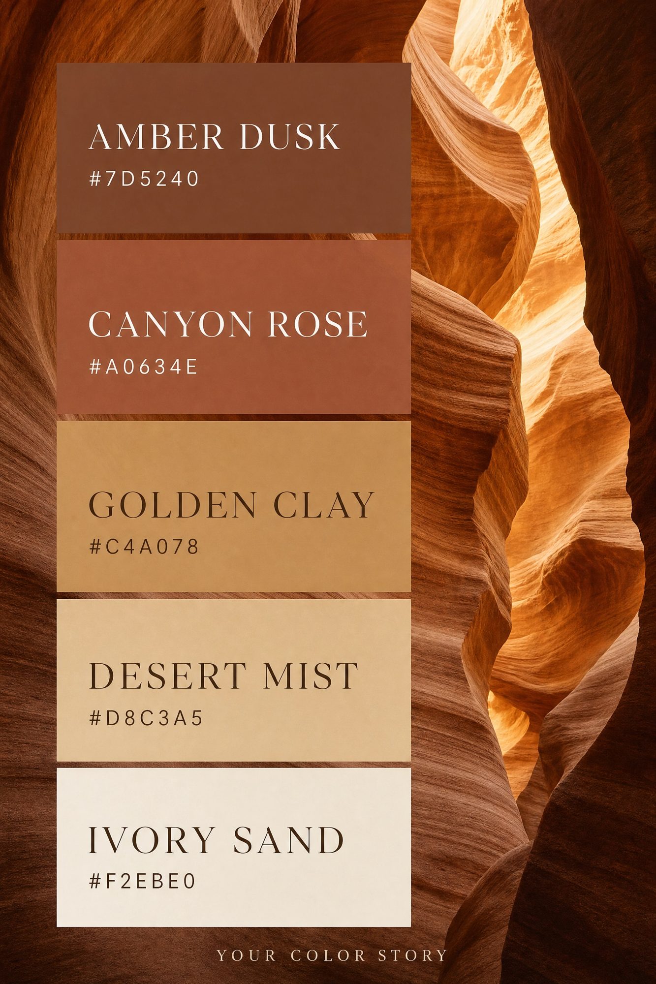 Colorpass-Beispiel in warmen Erdtönen: Amber Dusk, Canyon Rose, Golden Clay