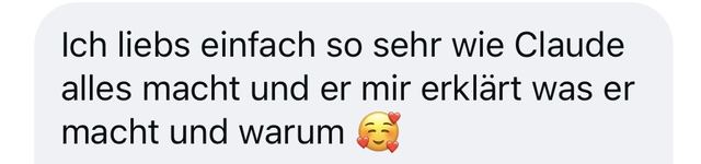 Nachricht: Ich liebs einfach so sehr, wie Claude alles macht und es mir erklärt