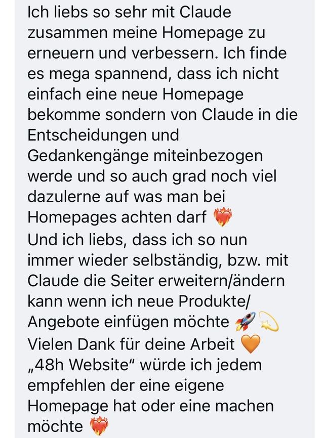 Nachricht von Antonia: Ich liebs so sehr, mit Claude meine Homepage zu erneuern und verbessern